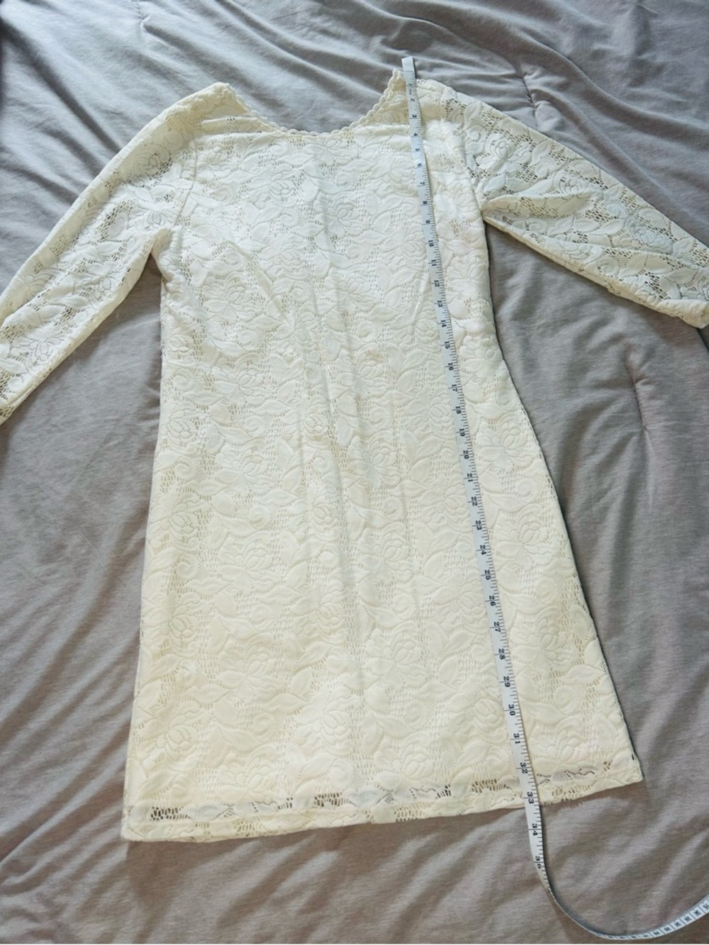 Cream  Long-Sleeve Sheath Dress - Women's Dress Size M without tag see mesures - Picture 6 of 14